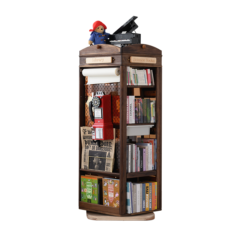等等几木帕丁顿书架儿童实木360度可旋转书柜落地绘本架客厅家用