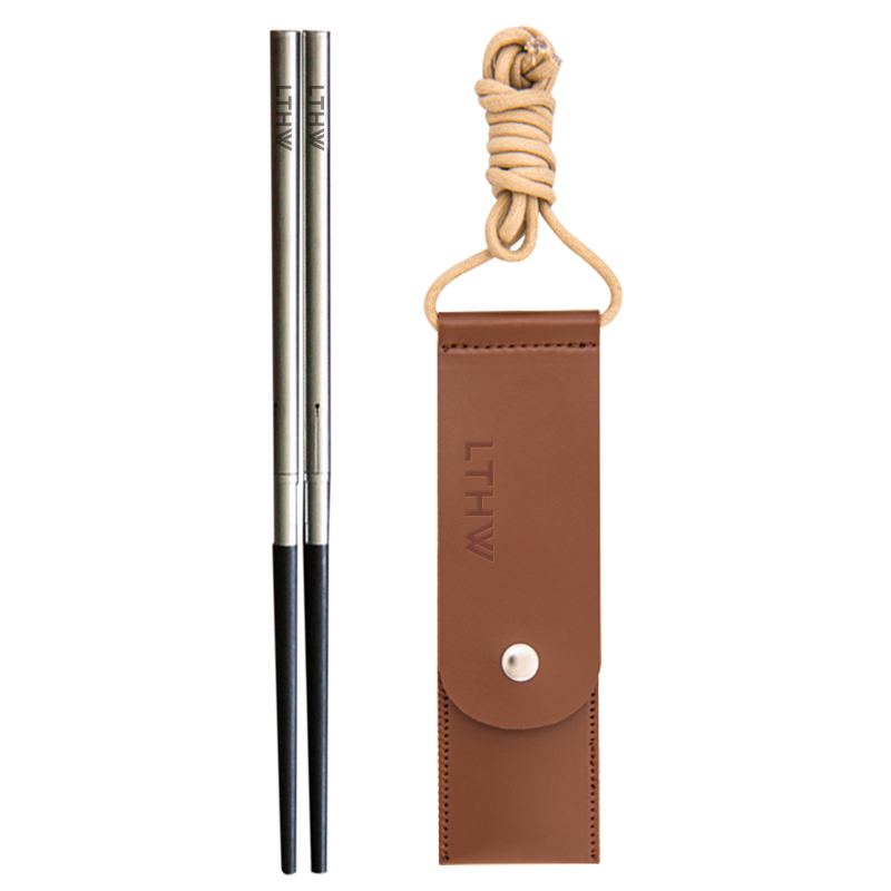 LTHW旅腾户外实木黑檀木螺旋式折叠筷便携式筷子露营烧烤野餐餐具