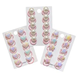 拇指发圈儿童超闪爱心珍珠发绳女童宝宝不伤发头绳小女孩耐用皮筋