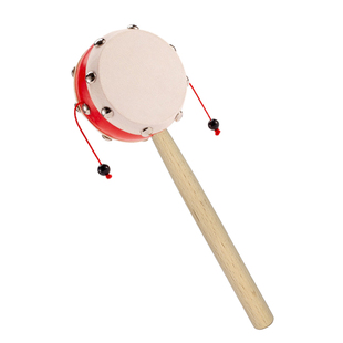 福禄生肖拨浪鼓婴儿玩具可啃咬手摇铃鼓传统新生儿宝宝木质羊皮鼓