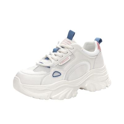 正品真皮透气网鞋厚底运动鞋