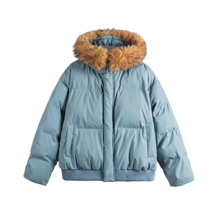 TIRED美式潮流毛领连帽棉衣冬季情侣短款保暖外套加厚休闲棉服潮