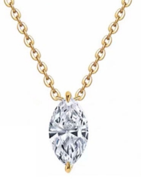 两色单颗马眼钻吊坠项链女925银