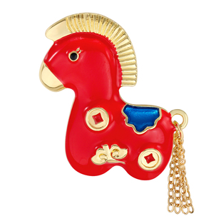 国潮本命年生肖红色小马驹胸针女马年珐琅彩别针新年礼物胸花配饰