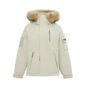 雪中飞2025冬新款男女情侣短款羽绒服貉子毛领派克纯色户外时尚