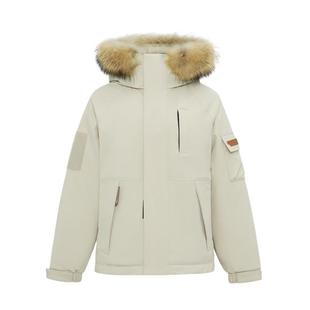 雪中飞2025冬新款男女情侣短款羽绒服貉子毛领派克纯色户外时尚