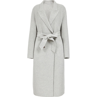 Vero Moda毛呢大衣女2025秋冬新款含绵羊毛山羊绒系带长款双面呢