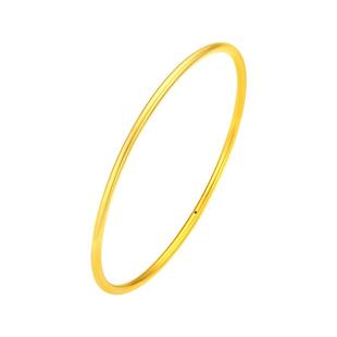 周大生黄金细手镯女款足金硬金素圈光面金镯子送女朋友生日礼物
