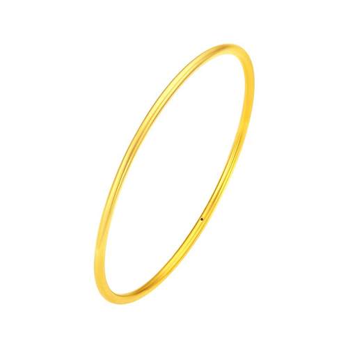 周大生黄金细手镯女款足金硬金素圈光面金镯子新年礼物送女朋友