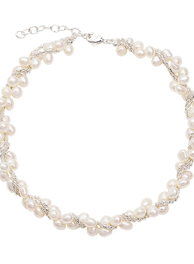 亮熙交织碎银子不规则珍珠锁骨链女小众轻奢原创设计高级感项链