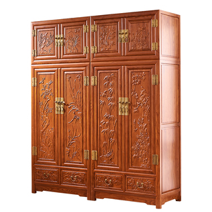 北方榆木衣柜明清仿古家具新中式实木家具多功能衣橱卧室顶箱大柜
