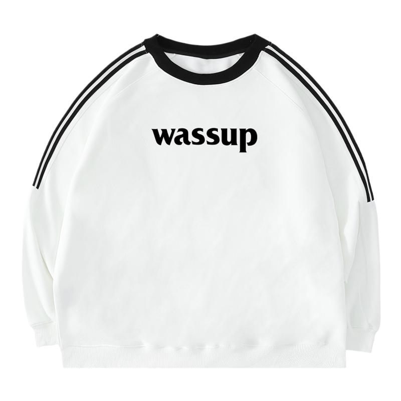 黑白字母卫衣男WASSUPHEODS