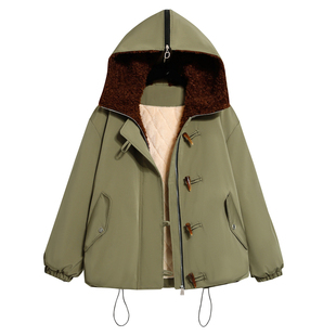 胖MM大码女装2025年冬季新款加绒老钱风棉服宽松减龄帅气棉衣外套