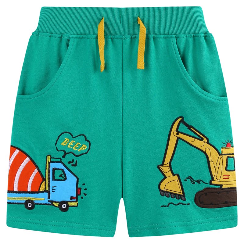 挖掘机裤子男小童纯棉外穿短裤夏