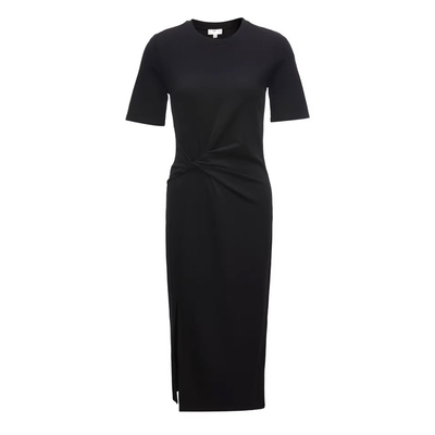 法式赫本风收腰显瘦侧开叉小黑裙