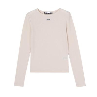 CRANK 24秋修身纯色叠穿logoT恤长袖针织衫女韩国代购