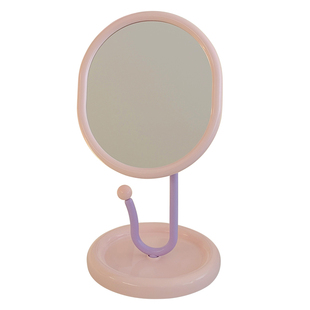 爱丽丝镜子化妆镜桌面台式梳妆台发绳发饰收纳托盘补妆镜学生宿舍