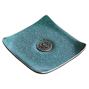 手绘远山方形茶垫黑陶杯垫上档次茶艺粗陶杯托陶瓷家用粗陶隔热垫