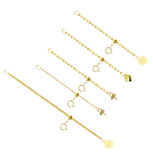 臻怡纯18k金延长链抽拉链尾可变调节戒指调节手链多款珍珠连接链