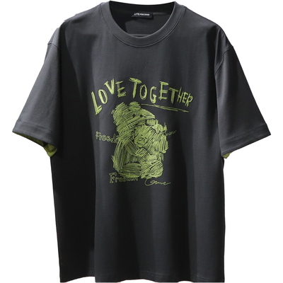 太平鸟男装图案短袖T恤