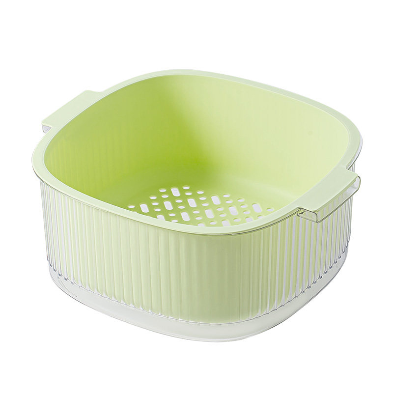 家用厨房客厅沥水篮菜篮子塑料双层沥水居家洗菜盆水果盘日式轻奢