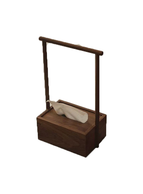 黑胡桃木家用实木抽纸盒简约纸巾盒禅意新中式榫卯餐巾纸盒