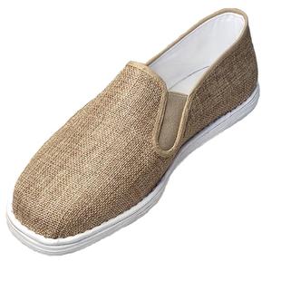 亚麻布鞋新款男春抗菌防臭透气吸汗纯棉老北京中式青年手工千层底