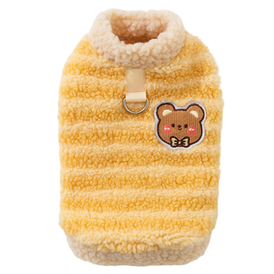 宠物秋冬季服装条纹羊羔绒可爱绒衣中小型猫保暖自带牵引猫咪衣服