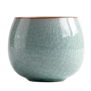 叁旬汝窑主人杯单杯开片冰花釉品茗杯陶瓷家用个人专用喝茶杯礼盒