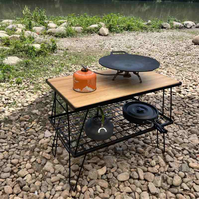 新品 户外折叠桌露营野餐go烧烤桌钢网桌便携igt桌置物架钢网烧烤
