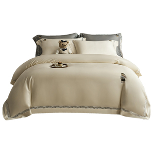 TeenieWeenie简约珍珠白高奢天丝四件套床单式五星级酒店床上用品