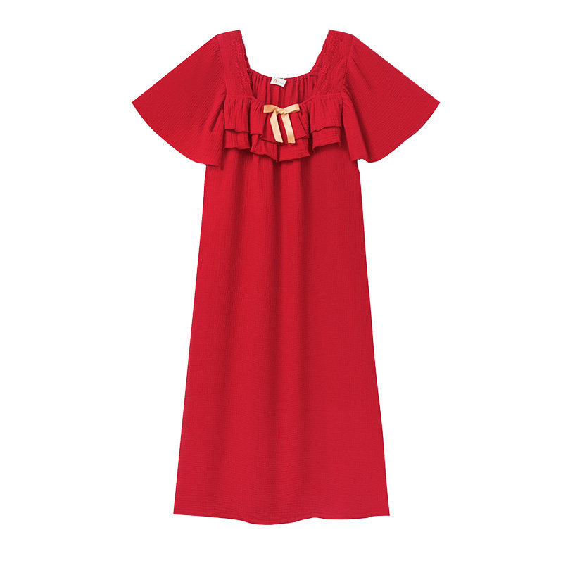 妮狄娅绉纱棉情侣喜庆家居服套装