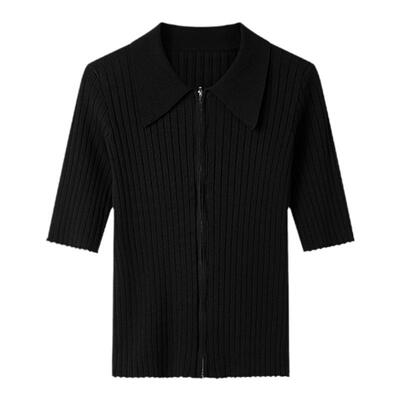 TKYSHOP修身显瘦polo领针织开衫
