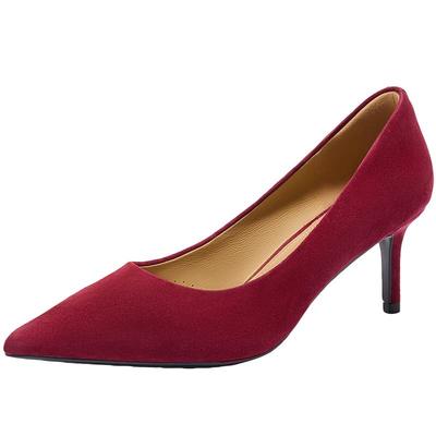 百丽女鞋尖头真皮细高跟