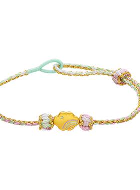 【中国黄金官方店】黄金手串金云彩虹5D微硬金手饰百搭新品送女友