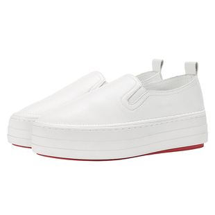 小白鞋女2025春季韩版百搭休闲松糕底乐福鞋一脚蹬厚底懒人鞋女潮