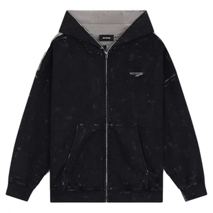 WE11DONE中性男女同款logo徽标连帽卫衣外套