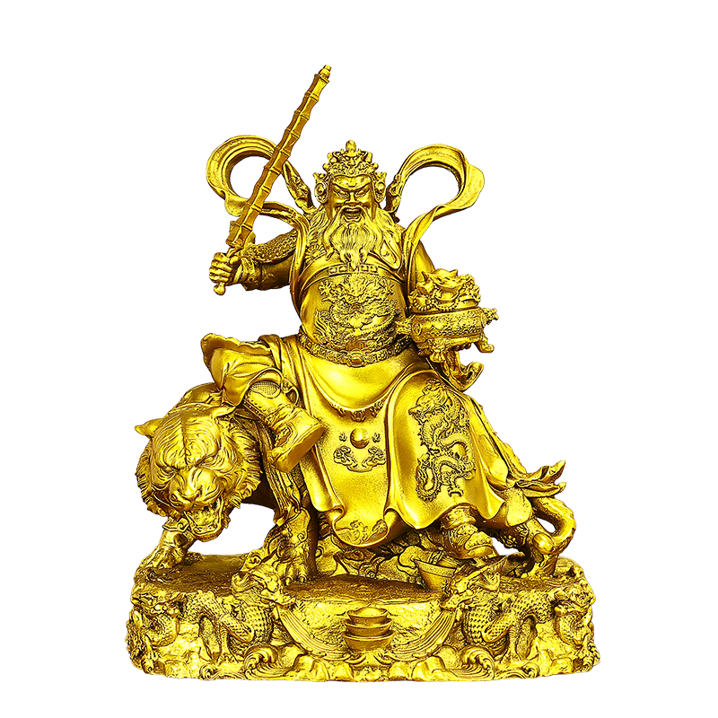 黄铜赵公明武财神供奉摆件工艺品