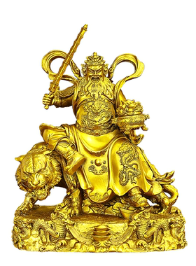 黄铜赵公明武财神供奉摆件工艺品