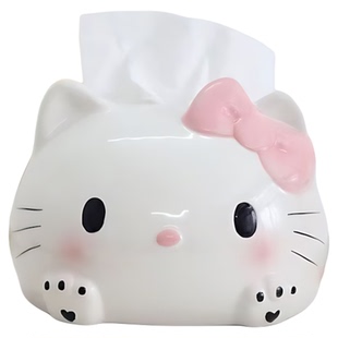 HelloKitty纸巾盒桌面凯蒂猫纸巾收纳盒家用餐巾纸盒少女心抽纸盒