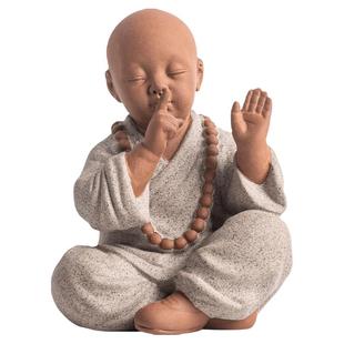 中式禅意四不小和尚摆件陶瓷人物博古架茶台桌面装饰品茶宠小沙弥