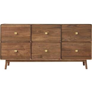 北美黑胡桃木斗柜实木客厅柜子靠墙边柜卧室收纳抽屉柜六斗柜