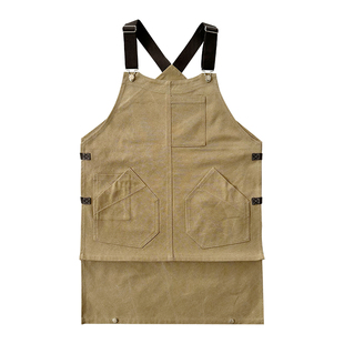 咖啡师围裙男帆布耐磨园艺画画理发师油画围裙工作服女可定制logo