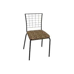 嘻物所豹纹椅子金属框架餐椅现代简约中古风家用椅子复古风格