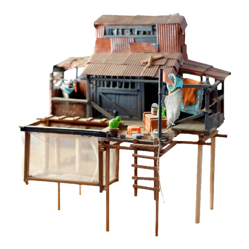 diy手工建筑沙盘模型铁皮破烂