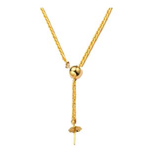 18K金单双珠Y字链6+1珍珠配件硅胶伸缩调节链项链坠吊坠空托套链