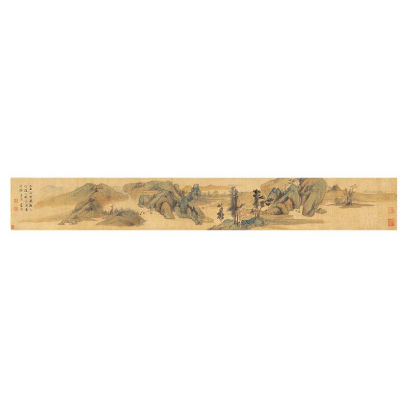 明蓝秋色艺术微喷古代名画山水图