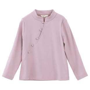 知了童装 秋冬磨毛打底衫儿童中式长袖T恤女童绒衫外穿上衣53289