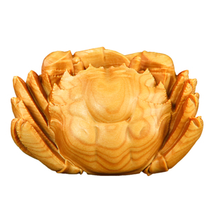 黄杨木雕刻螃蟹纵横天下木质手把玩件富甲天下茶宠工艺品八方来