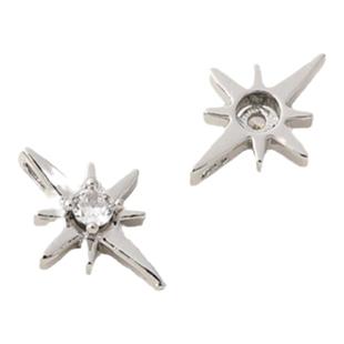 14K包金镶锆八芒星吊坠手工diy手链白金色小挂件项链银色吊饰材料